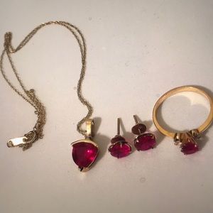 Vintage 14k gold ruby set